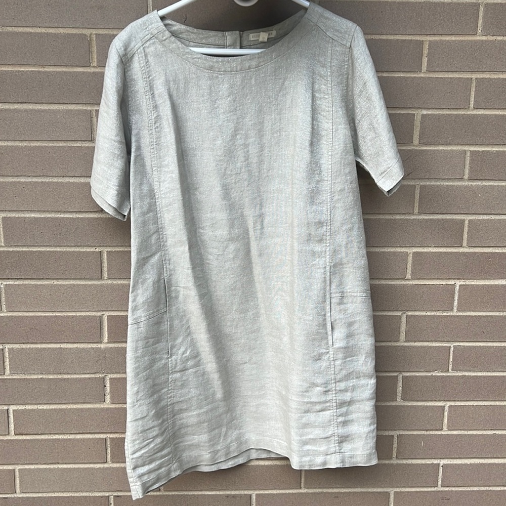 Women’s Medium Eileen Fisher linen Shift Dress Beige Like New